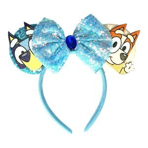 Disney Bluey & Bingo inspired Sequin Bow Mickey Mouse Ear Headband for Girls